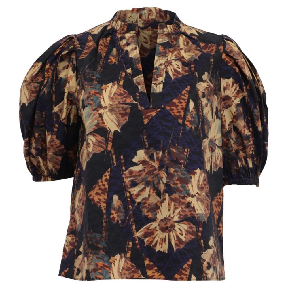 Ulla Johnson V-Neck Blouse in Floral Print Cotton